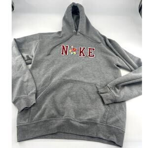 Fruit of the Loom "NIKE" Sweatshirt Womens Medium Gray Patches Y2k Sports Active